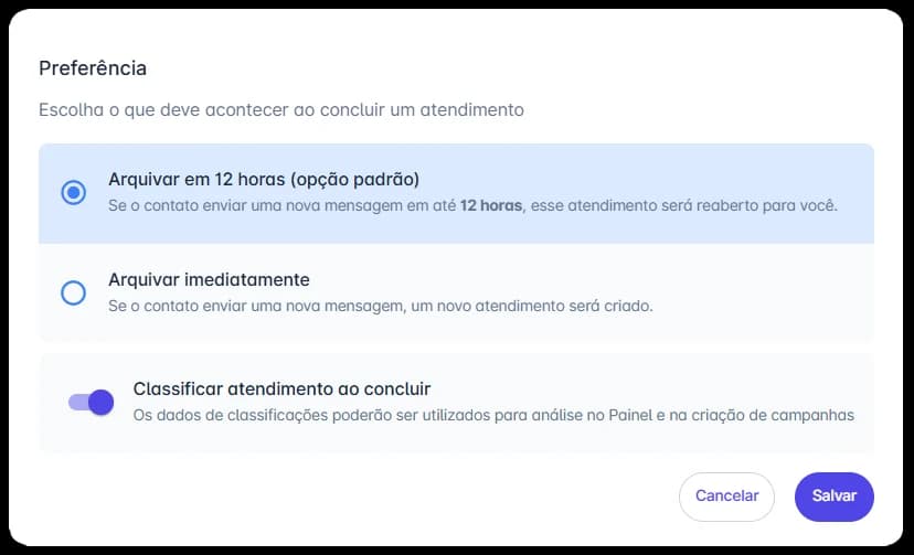 Conversas organizadas e arquivadas no Coqueiro Chat